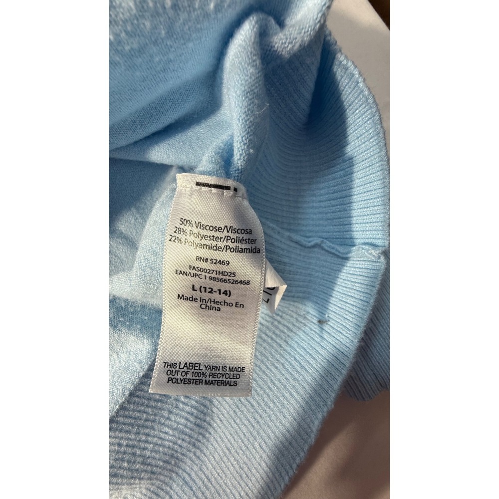Free Assembly Light Blue Crewneck Sweater Long Sleeve Ribbed Knit Large 12-14 - Picture 5 of 6